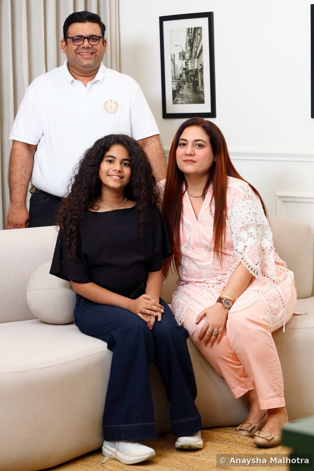 Anaysha Malhotra with her parents Gautam Malhotra and Bhawna Malhotra